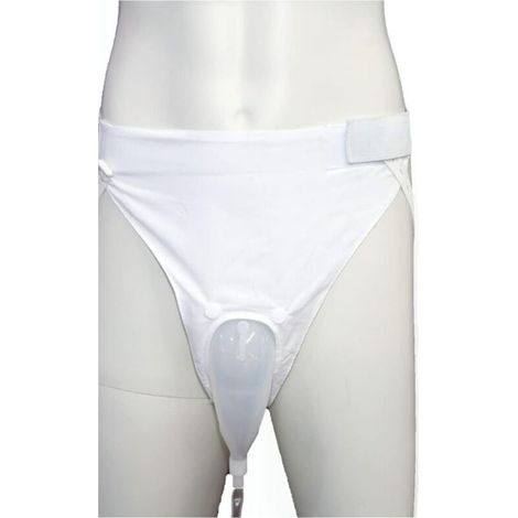 (hommes plus âgés   Blanc)Sac de collecte d'urine pour cathéter externe   Pour homme   En silicone   Réutilisable   Portable   Avec 2 poches pour cathéter urinaire (1/5)