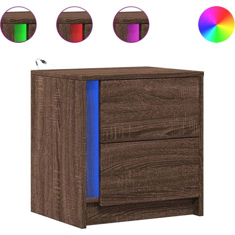 Maison Exclusive - Nachttisch mit LED-Leuchten Braun Eichen-Optik