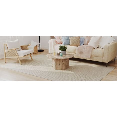 Kilim moderne Tapis Bohemian - Tapis en laine  - 290x190cm, Rectangular - 100% Laine vierge - Tissé main - Naturel