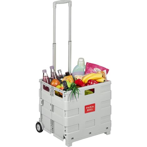Carrello della spesa pieghevole con manico telescopico, grigio chiaro (1/5)
