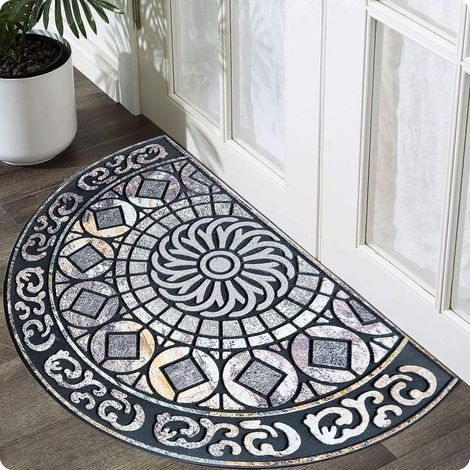 Paillasson d'entrée unique et élégant - Tapis de porte à poils ras facile à installer - Tapis d'accueil anti-salissures et anti-boue, paillasson d'entrée extérieur robuste - 23" x 36"