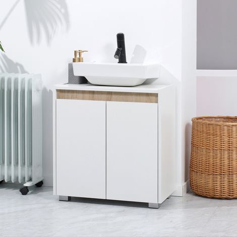 Mueble para Debajo del Lavabo Armario Bajo con 2 Puertas y Almacenamiento Interior 57x33x60 cm Blanco (1/5)