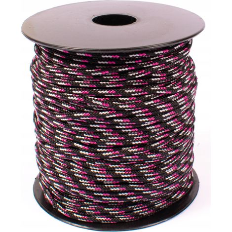 Corde tressée en polypropylène rose/noir/blanc à faire soi-même, Ø 2 mm, 50 m (1/2)