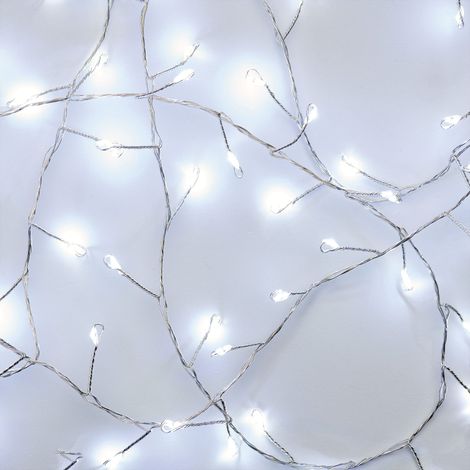 Guirlande lumineuse LED Nano Blanc froid 2,4 m Fil lumineux en grappe Argenté Fonction minuterie 6/18 h Fonctionnement à piles (3 x AA) Durée d'éclairage 10 000 h IP20 pour l'intérieur (1/5)