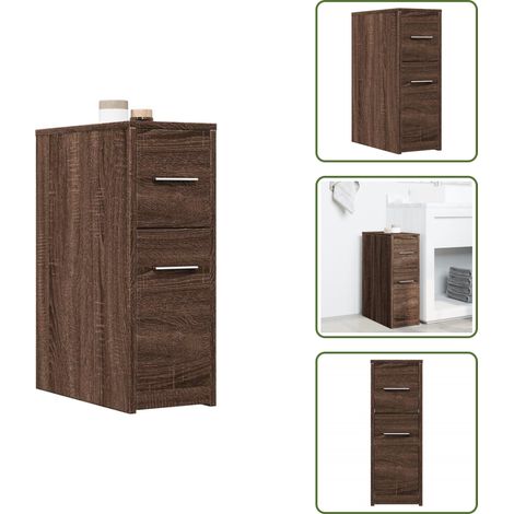 vidaXL Armoire de salle de bain étroite avec roulettes chêne marron (1/5)
