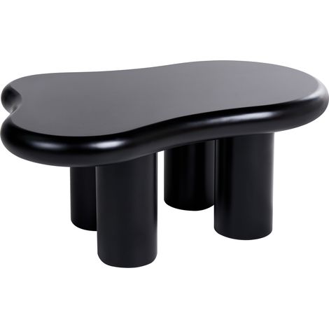 Mesa de centro moderna minimalista mueble sala de estar patas de PVC tablero irregular de MDF 100 x 70 cm negro Ondle (1/5)