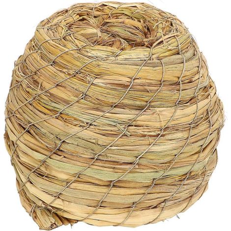 Nichoir en herbe tressée à la main, confortable et élégant, pour perruches, perruches ondulées, perroquets, pinsons et moineaux. (1/2)