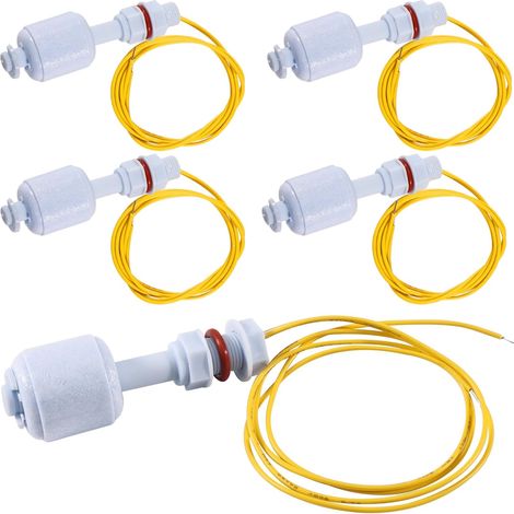 5 interruptores de flotador con sensor de nivel de agua, interruptor de flotador horizontal de montaje lateral para tanque, piscina, acuario, color blanco