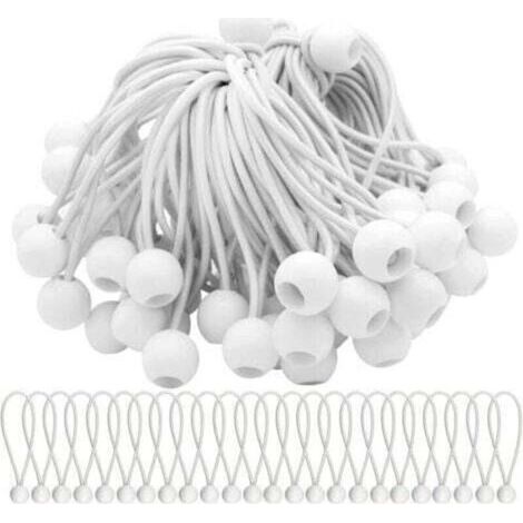 Lot de 50 Tendeur Elastique Cordons Élastiques avec Boules Sandow Elastique Boules Elastiques pour chapiteaux, tentes, bannières et bâches,INHHUB