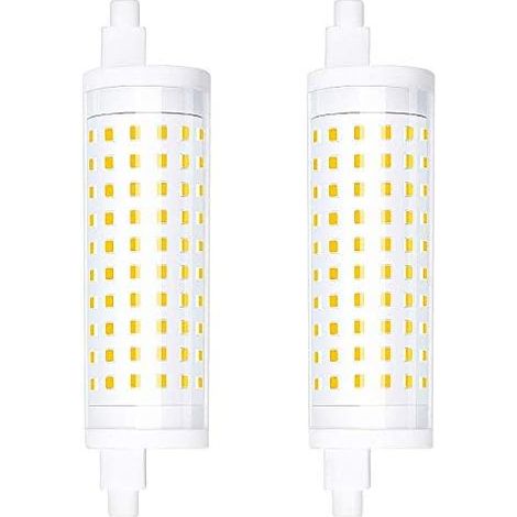 Ampoule LED R7S 118 mm - 15 W - 1500 Lumen - 3000 K - Dimmable - Équivalent 150 W - Classe Énergétique A++ - Pour Lampe À Poser, Couloir, Jardin, Projecteur - Lot De 2