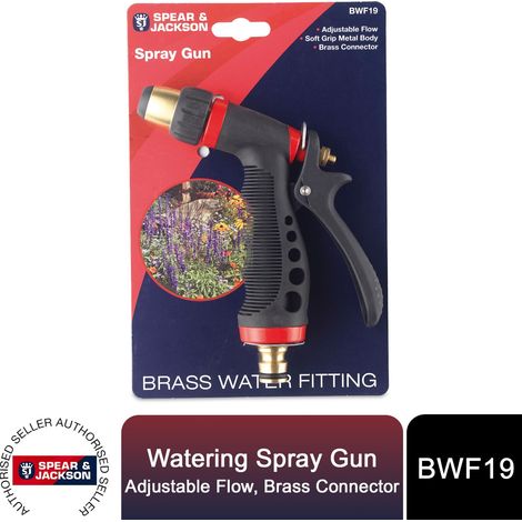 Spear & Jackson Watering Spray Gun, Adjustable Flow, Brass Connector (1/5)