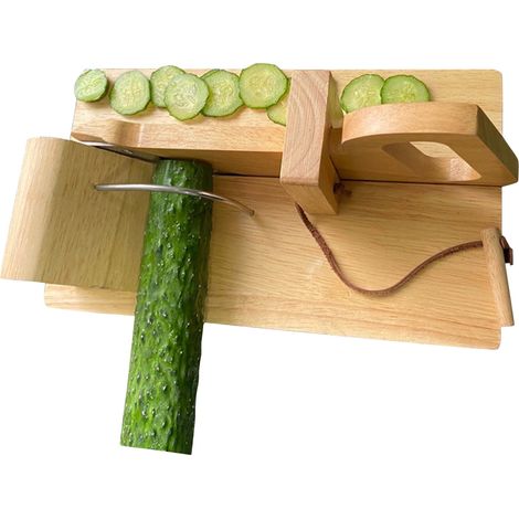 Sausage Slicer - Stainless Steel Blade - Rubber Tree Wood Handle - For Sausages Cheese Meats Vegetables Fruits - 1 Piece (1/5)