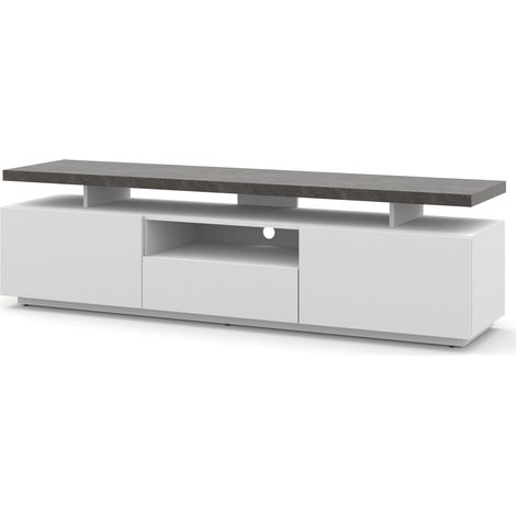 Mueble TV ADAM 180 cm blanco mate / hormigón oscuro (1/4)