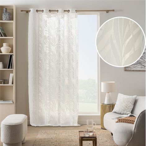 Rideau à œillets Galoe – 140 x 260 cm – Velours dévoré - 140x260cm - Blanc