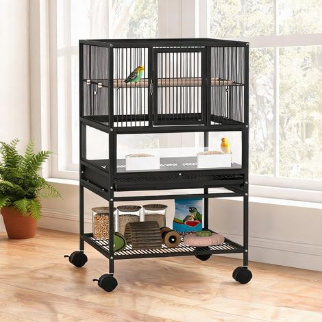 Cage pour oiseaux nero en acciaio PP 48 x 46 x 83 cm (1/5)