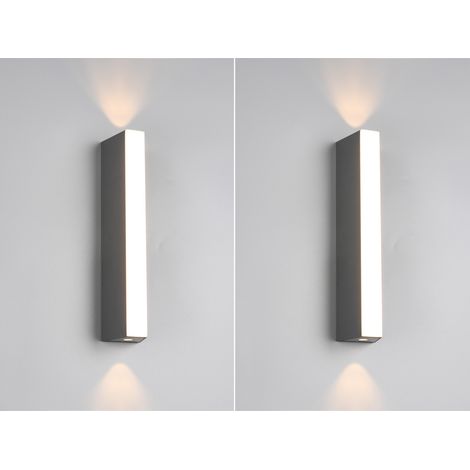 2er Set Schmale LED Außenwandleuchten Up and Down IP65, Höhe 30cm (1/5)