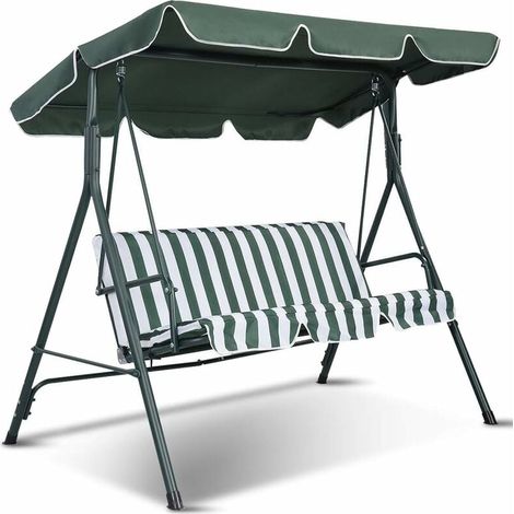 Techo de repuesto para columpio de jardín con protección UV (verde, 191 x 132 cm). Techo de tela Oxford 600D impermeable con borde de 12 cm de ancho. (1/4)