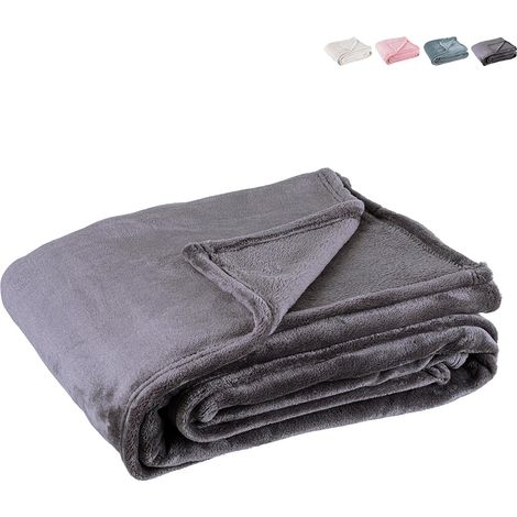 Plaid couverture douce 150x200 cm en polyester pour chambre et salon Penelope YES - Gris (1/2)