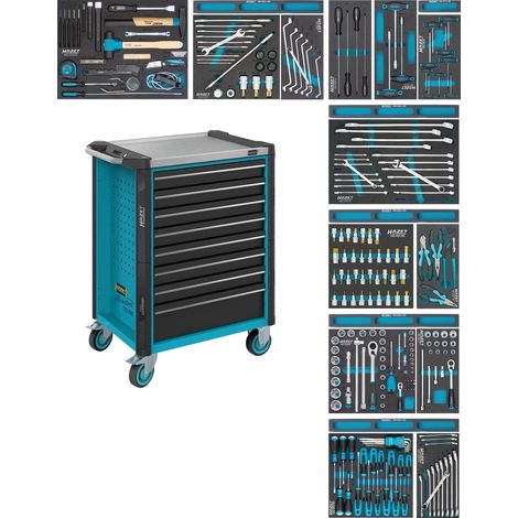 HAZET Werkstattwagen Assistent 179NX-8/244 Schubladen flach: 7 x 81 x 522 x 398 mm Schubladen hoch: 1 x 166 x 522 x 398 mm 244 teilig (1/5)
