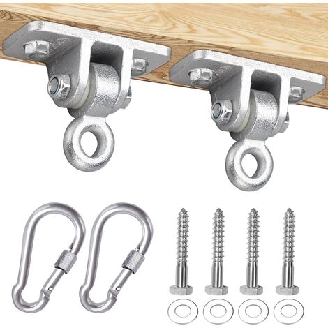 Robuste Aufhängehaken für Holzschaukeln, Spielplätze, Veranden, für den Innen- und Außenbereich, silberfarben, 2er-Set