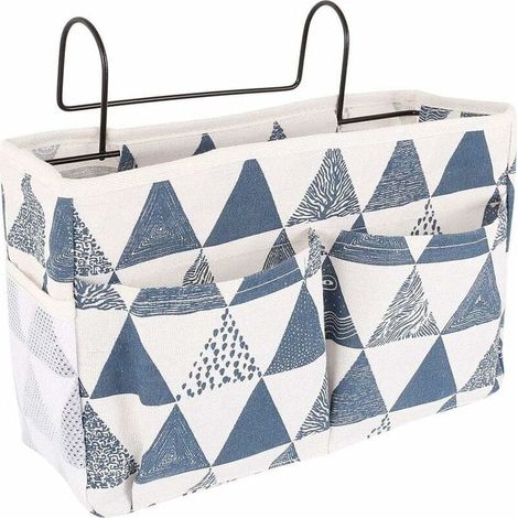 Hängender NachttischCaddy, Hängendes Hochbettregal, Wasserdichter BettregalOrganizer aus Canvas, Hängende NachttischAufbewahrungstasche für Bücher/Telefon/Fernbedienung (D) (1/4)