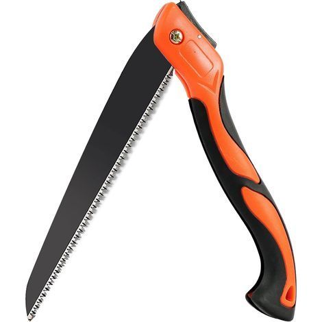 Scie à Elaguer, Scie Pliante à Main avec Lame en Acier au Carbone SK5 et Poignée Antidérapante pour Emondage, Jardinage, Couper Bois, Tuyaux, PVC, Usage de Camping (1/5)