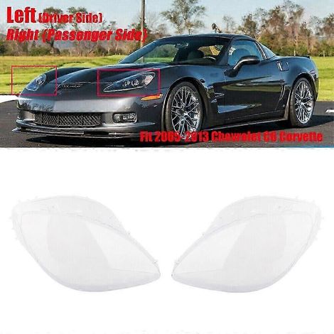 Compatible avec Corvette C6 2005-2013, phares avant gauche et droit, lentilles de protection transparentes ( ) (1/2)