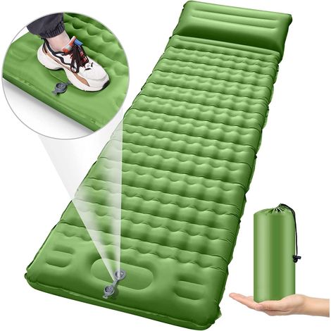 Matelas de couchage auto gonflant pour camping avec oreiller pompe intégrée tapis ultraléger (1/5)