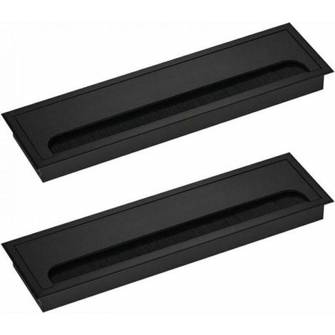 Lot de 2 cache-câbles rectangulaires, 80 x 280 mm, pour une gestion encastrée des câbles sur bureaux, tables, meubles, organiseurs (1/3)