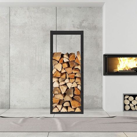 Le Poisson Qui Jardine – Range bûches intérieur 150×60 cm – Étagère bois de chauffage – Accès facile au bois – Entretoises carrées 40×20 mm (1/4)