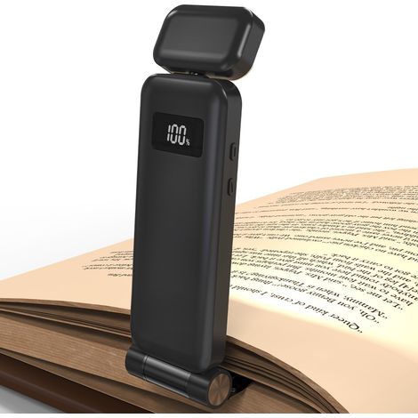 Lampe de lecture USB à pince, veilleuse portable, lampe de table réglable, trois températures de couleur, cinq niveaux de luminosité, noir (1/5)