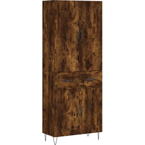 Buffet,Bahut,Meuble de Rangement haut Chêne fumé 69,5x34x180 cm Bois d'ingénierie CFW47728 (1/5)