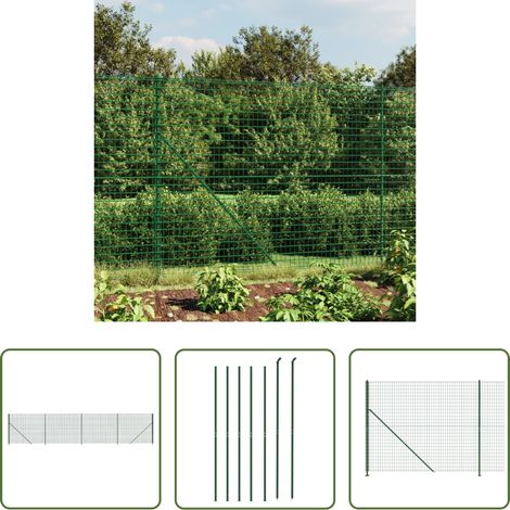 vidaXL Clôture en acier - Clôture en treillis métallique avec bride vert 2,2x10 m (1/5)