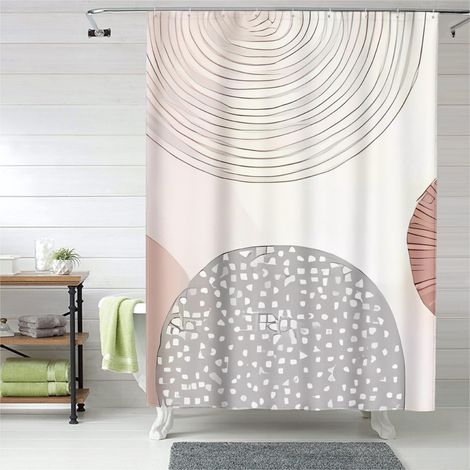 Rideau de douche motifs illusions d'optique, œillets plastique, séchage rapide (1/5)