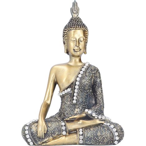 Statuette de Bouddha en résine, style rétro, petite, décorative, pour bureau à domicile ou bureau. (1/5)