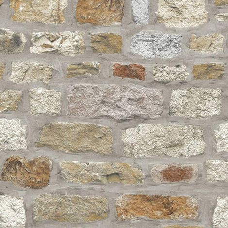 Country Stone Rustic Old Brick Wall Wallpaper Faux Effect Realistic Arthouse