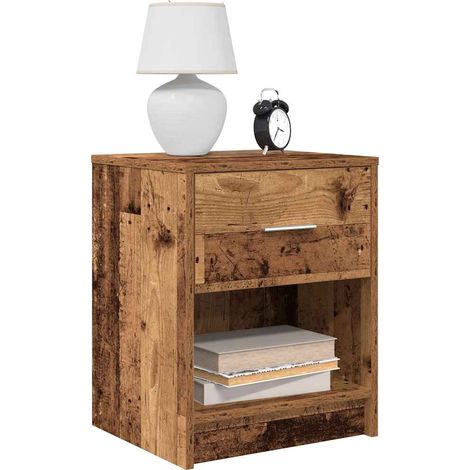 Nachttische 2 Stk. mit Schublade Altholz-Optik 40x34x50 cm