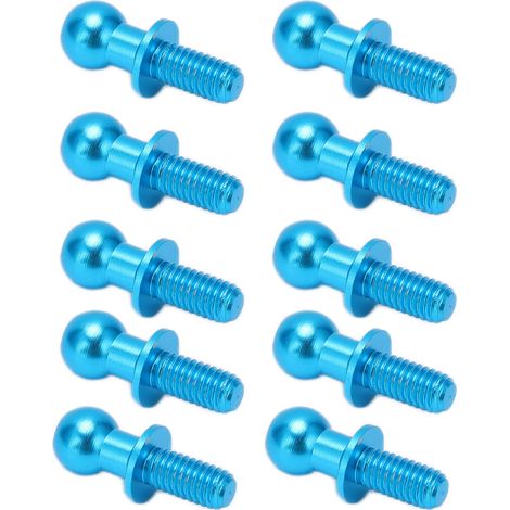 10 pièces Tige de Liaison à Tête Sphérique Métallique pour Amortisseur Tamiya TT01 TT02 Voiture RC Bleu
