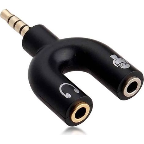 Adaptador divisor para auriculares y microfono jack 3.5 de 4  Negro (1/4)
