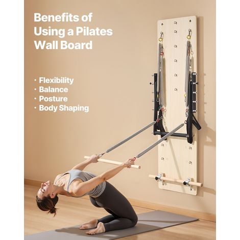Appareil de Pilates Reformer Mural, Planche à Ressorts de Pilates en Bois d'Érable, Équipement d'Exercice avec Ressorts de Résistan… (1/5)