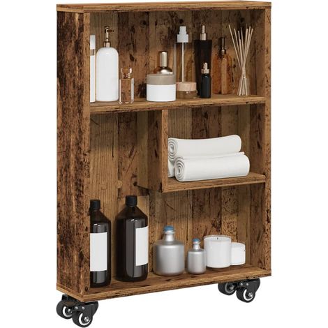 Aufbewahrungswagen Schmal Altholz-Optik 48x13x68 Holzwerkstoff