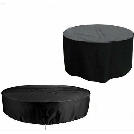 Housse de Jardin Ronde Housse Protection Table Jardin Ronde Jardin Table Housse Imperméable Coupe-Vent Anti-UV Résistant à la Déchirure 210D
