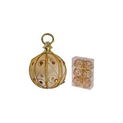 SFERE TONDE IN RETE COLORE ORO  ø mm.60 in conf. pz.6    I RE MAGI
