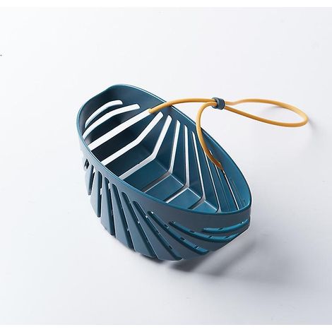 Panier de rangement de cuisine avec trous de drainage (bleu)