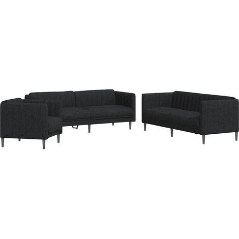 Maison Exclusive - Set d Divani 3 pz Nero in Tessuto