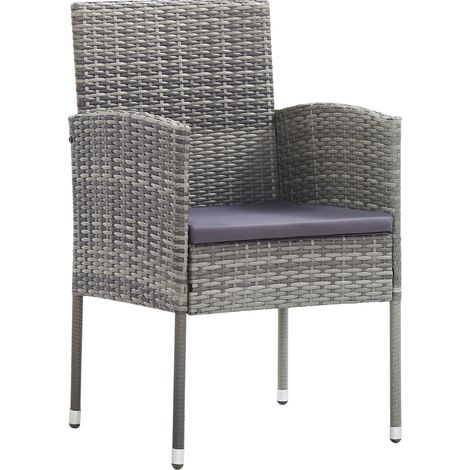 Maison Exclusive - Sedie Giardino con Cuscini Grigio Scuro 4 pz Grigie Polyrattan (1/5)