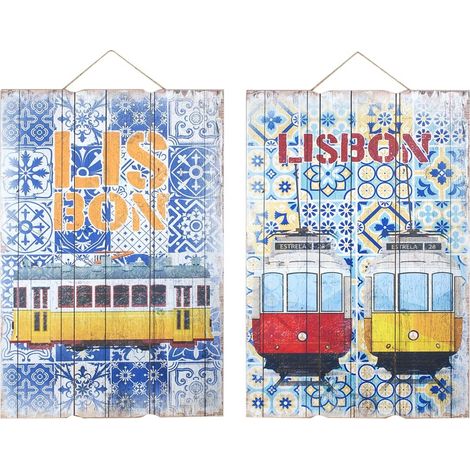 Signes Grimalt Parete piatto in legno  Lisbona Wall adorna 2 placche in legno multicolore 1x40x60cm 18560
