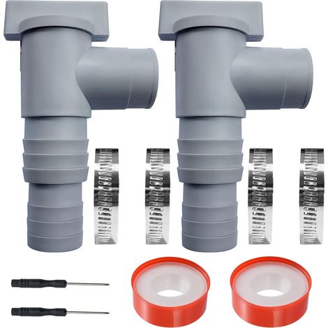 Poolwartungs-/Absperrventil mit 32/38-mm-Schlauchanschluss, Doppel-Split-Poolventil-Schlauchkolbenventil, Poolzubehör, für Aufstellpools und Poolpumpen (2er-Pack) (1/5)