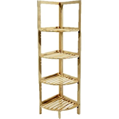 Scaffale dispenser mobiletto organizzer per portaoggetti 4 ripiani ad angolo in legno bagno cucina camera da letto (1/5)
