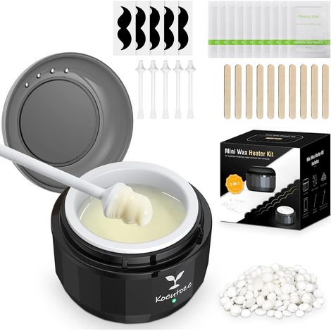 Cire Epilation Nez Kit pour Hommes et Femmes, Chauffe Cire epilation Visage avec 100g Perles de Cire, 5 Bâtonnets Nasaux et Oreilles, 10 Pochoirs Moustache, Chauffe USB (1/5)